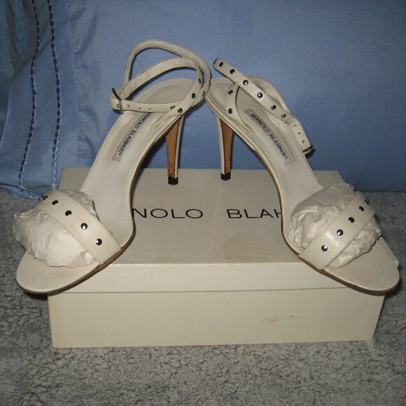 Manolo Blahnik Studded Strappy Heel Sandals - Picture 6 of 16